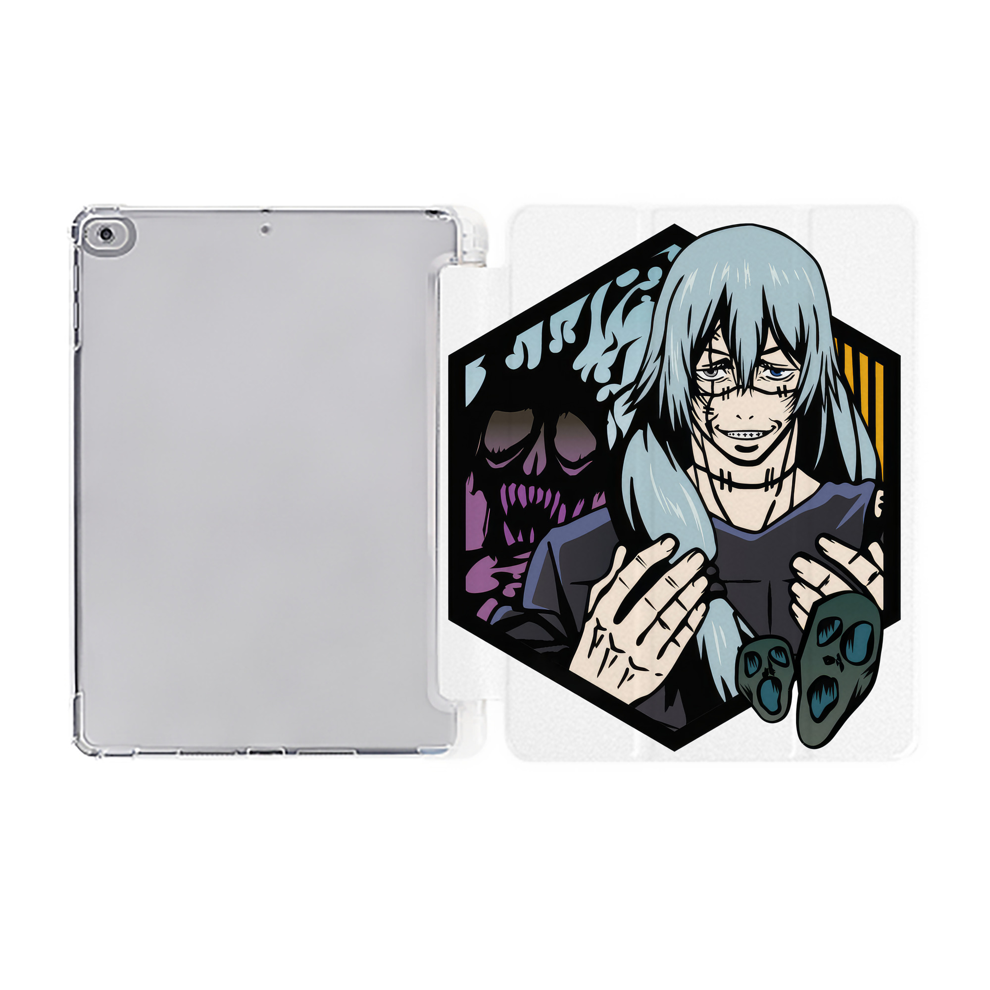 （画像用） 呪術廻戦 Jujutsu Kaisen IPad ケース ペン収納付き 三つ折りスタンド PUレザー×シリコン 対応機種9.5/10.5/10.9インチ